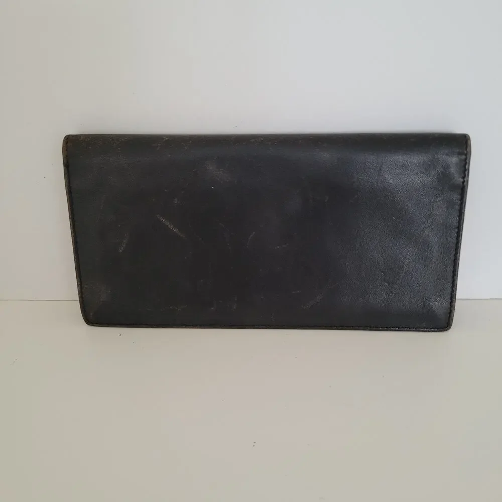 Dunhill Designer Checkbook‎ Card Slim Bill Holder Wallet Black Bifold Leather